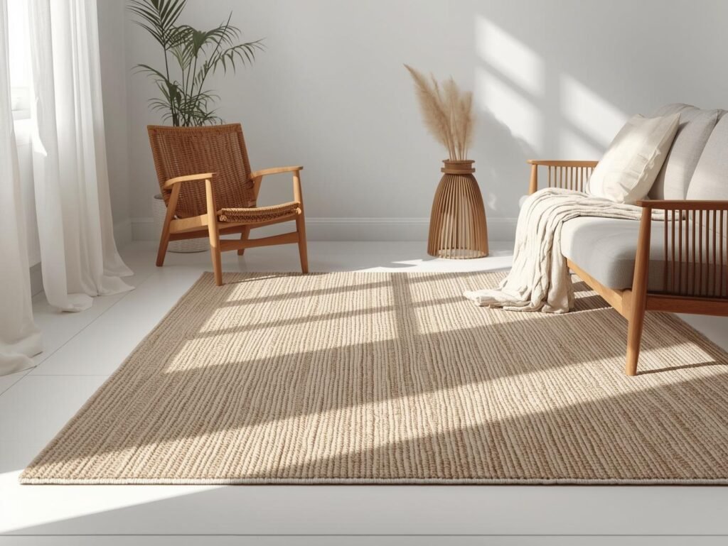 Nordic living room with cream sofa and natural daylight