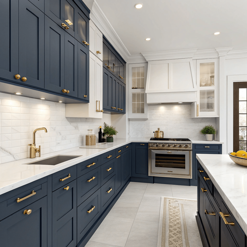 modern kitchen flat front cabinets quartz countertop natural light